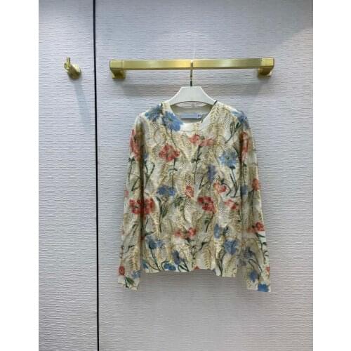 Bt28955 2021 early autumn womens clothing new temperament pastoral Hibiscus jacquard embroidery tassel cashmere sweater