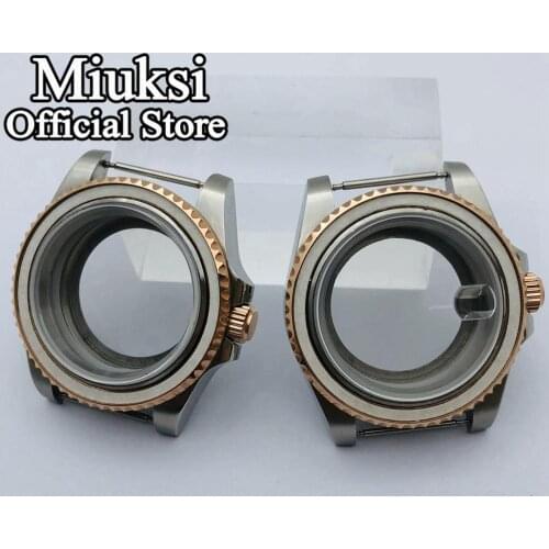 Miuksi 40mm rose gold case sapphire glass for SUB watch fit ETA2836 NH35 NH36 Mingzhu DG2813 3804 Miyota8205 8215 821A movement