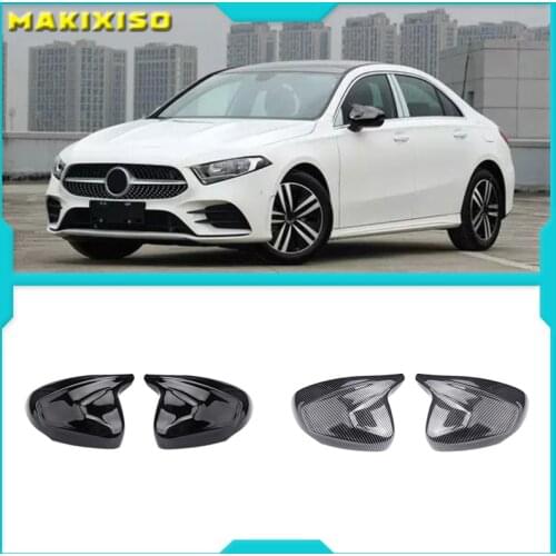 Car Horns Rearview Mirror Cover For Mercedes Benz A Class CLA W177 C118 2018-2020 Left Hand Drive Mirror Cover Decoration