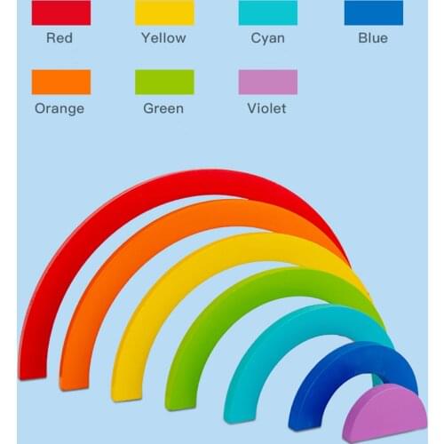 7x Girls Boys Wooden Rainbow Stacking Creative Building Blocks Bricks Game Puzzles Toys