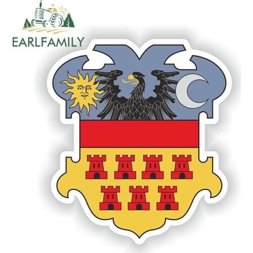 EARLFAMILY 13cm x 11.6cm Transylvania Coat of Arms Sticker Crest Romania Carpathian Dracula Vampires Vinyl Decal Car Stickers