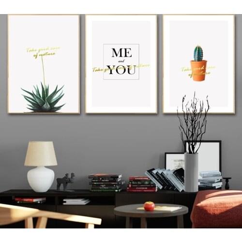 Nordic Green Plant Canvas Art Painting Cactus Wall Poster Print Quotes Modern Minimalist Wall Picture For Living Room Home Decor