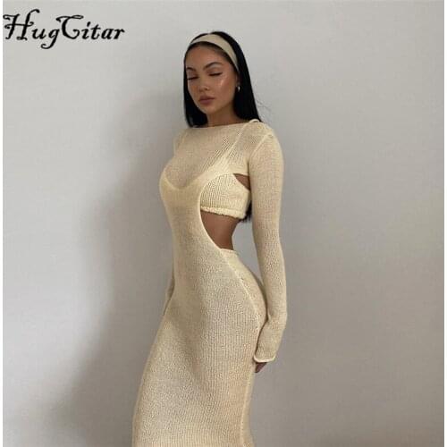 Модные трикотажные платья Hugcitar China At AliExpress