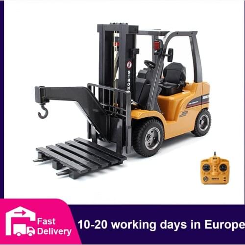 HUINA 1:10 RC Truck Tractor Caterpillar Alloy Engineering Car 2.4GHz Renmote Controll Car 8 Channel RC Forklift Toys for Boys