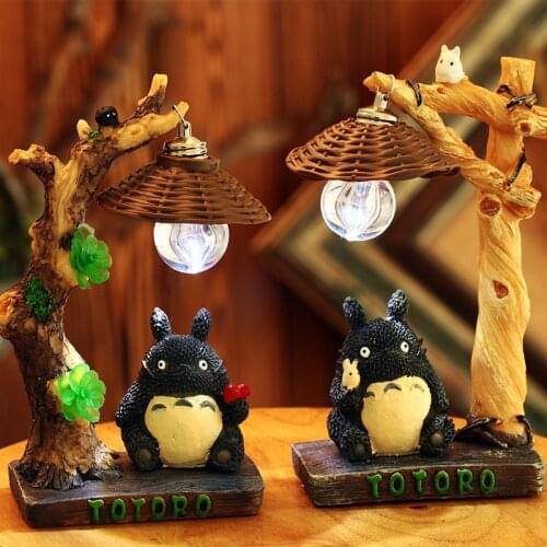 Toy LED Night Light Toy Anime Cat Totoro Action Figure Model Toy Kid Birthday Gift Bedroom Decor Childrens Lamp Student Gifts