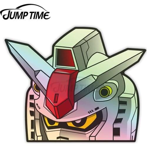 JumpTime 13 x5.6cm Holographic Mecha RX-78-2 Car Peeker Car Stickers and Decals Occlusion Scratch Vinyl Waterproof Windows Decor