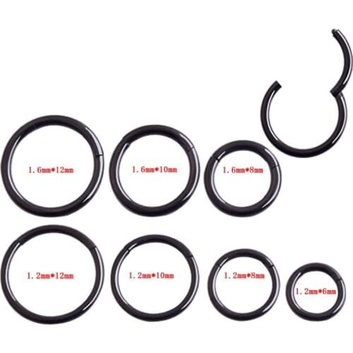12pcs/lot 14G 16G Stainless Steel Fake Nose Rings Piercing Faux Septum Rings Hinged Clicker Segment Nipple Rings Nose Jewelry