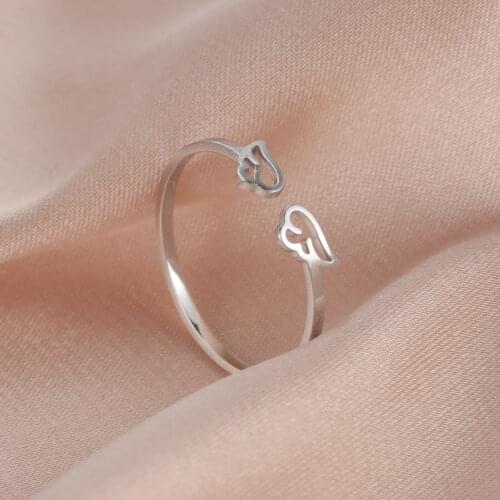 COOLTIME Adjustable Angel Wings Cute Ring Stainless Steel Couple Rings For Women Fashion Jewelry Wedding Gifts Wholesale