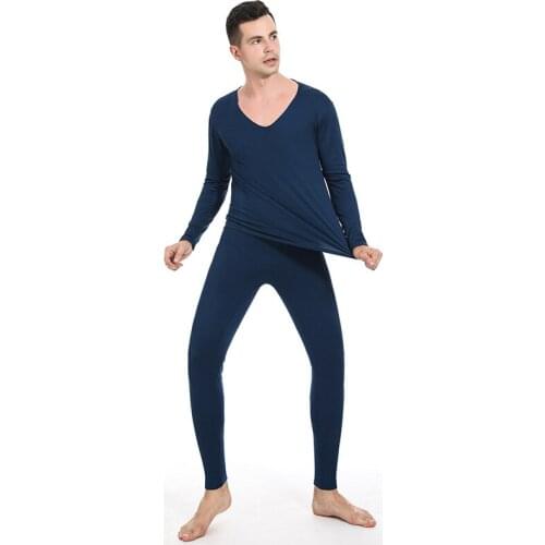 NANJIREN Men Brand Thermal Underwear Sets Men Gray Warm Casual Underwear Hight Stretch Long Johns Set Old MenThermal Pajamas 4XL