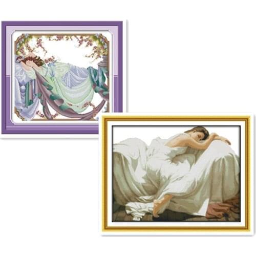 Joy Sunday Sleeping Beauty Chinese Cross Stitch Kits Ecological Cotton Clear Printed 14 11CT DIY Christmas Decorations For Home