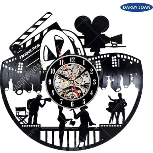 Movie Night Home Theater Wall Decor Reels Theater Cinema Vinyl Clock Decorative Vinyl Record Wall Clock This Clock Is A Unique