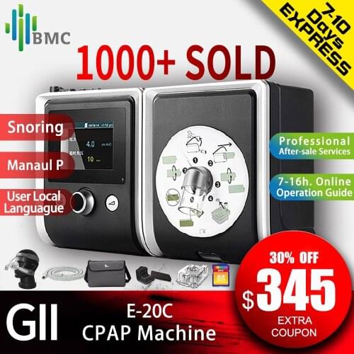 BMC GII CPAP E-20C Health Care Protable Machine For Free Shipping Anti Snoring COPD Ventilator With 4G Memory Card N4 Nasal Mask