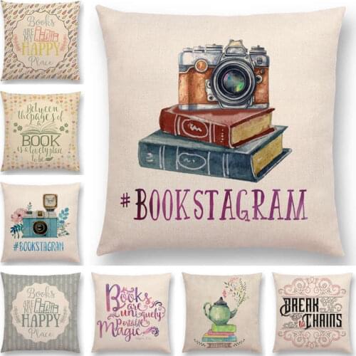 Newest Sofa Pillow Case Nice Tea Reading Books Beautiful Life Gorgeous Words Enjoy Time Cushion Cover