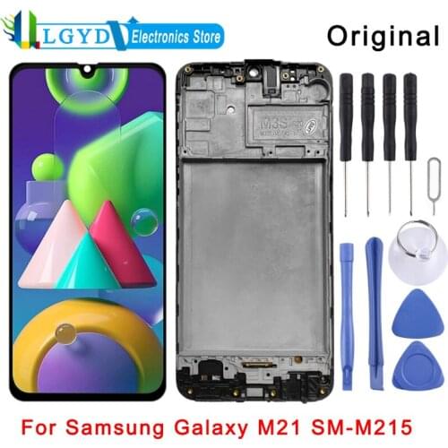 Original LCD Screen and Digitizer Full Assembly With Frame for Samsung Galaxy M21 SM-M215