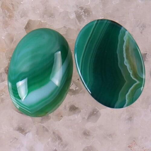 25x18MM Green Veins Carnelian Oval Cabochon Jewelry Making (2pcs/lot) H040
