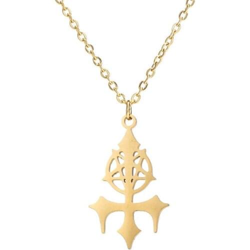 BAECYT Five-Star Satan Symbol Stainless Steel Necklace Cross Pendant Clavicle Chain For Women Men Collars collares para mujer