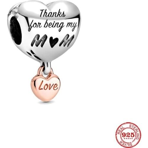 New Original Silver Color Thank You Be My Mom Dangle Bead Fit European Pandora Charms Bracelet Bangles Diy Jewelry P311