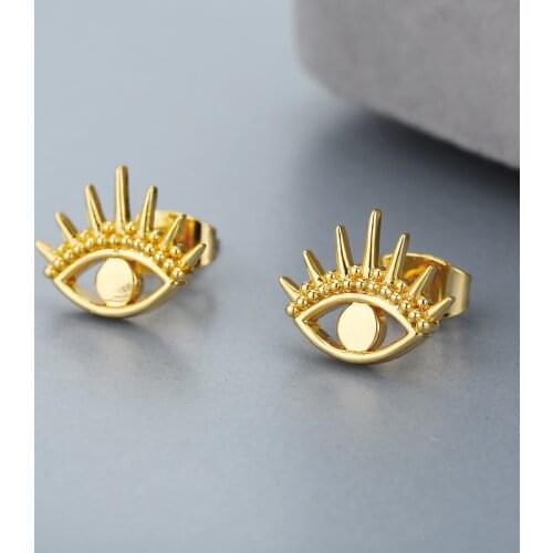 Evil Eye Earrings For Women Vintage Gold Cute Eye Stud Earring Geometry Piercing Jewelry Gift Boho Bijoux Femme