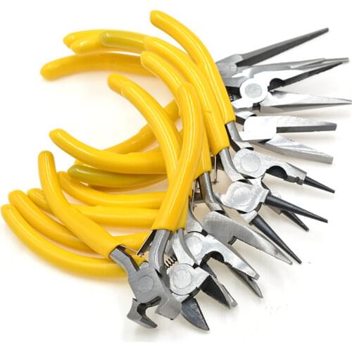 10-style Yellow Handle Anti-slip Splicing Long Fixing Jewelry Pliers Tools & Equipment Kit for DIY Jewellery Making Accessory