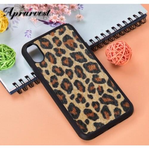 Aprarvest Tan Leopard Silicone Rubber Phone Case Cover For iPhone 6 6S 7 8 PLUS X XS XR 11 12 MINI PRO MAX