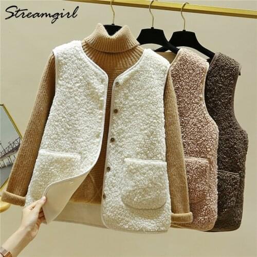 Streamgirl Warm Waistcoat Sleeveless Jacket Women Vest Coat Short Spring Outwear Loose Fleece Vest For Women Sleeveless Cardigan