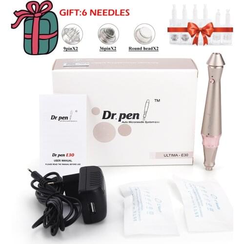 Ultima E30 Dr Pen Microneedle Electric Derma Pen with 6 Pcs Needles Bayonet Cartridge Wireless Face Skin Care Treatment Machine