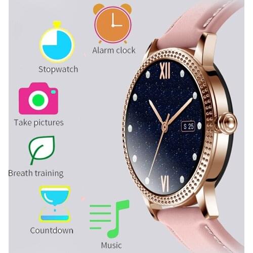 Smart wearable clock for men /women with fashionable leather strap fitness activity tracker smart watch for Android IOS