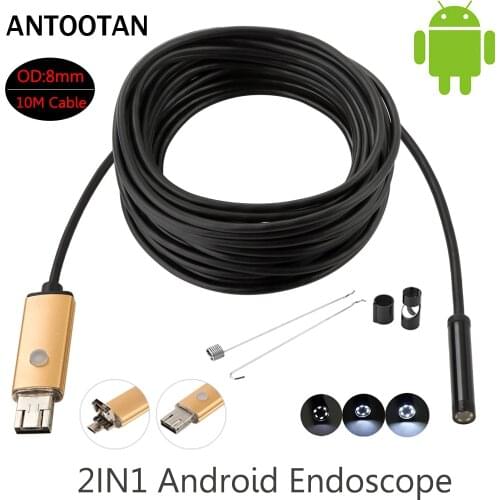 USB Endoscop Camera 2 in 1 2MP 1M2M10M 720P HD Android Mobile 8mm IP67 Waterproof Snake Tube Inspection Camera