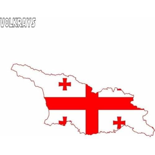 Volkrays Creative Car Sticker Georgia Flag Map Motorcycle Accessories Reflective Waterproof Cover Scratches Vinyl Decal,6cm*13cm