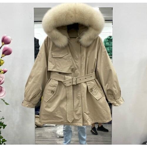 England Style Womens Down Jacket Real Fox Fur Collar Coat Women Hooded Woman Parkas Warm Winter Jackets for Women 2020 WPY1595