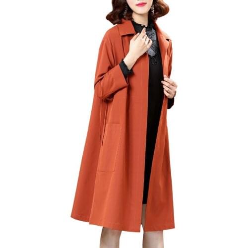 Fashion spring autumn windbreaker new caramel solid color mid-length large size loose wild womens trench coat 2020 Limited D84