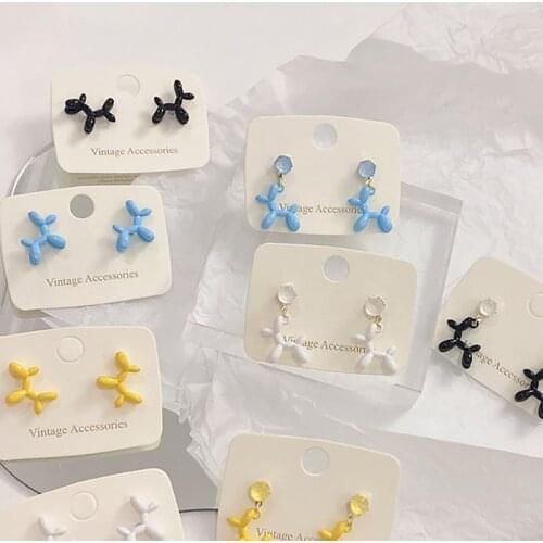 Summer Geometric Colorful Cute Dog Earrings for Women INS Korean Fashion Teen Girl Friend Dating Animal Jewelry 2021 Pendientes