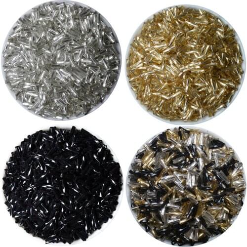 4 Colors 2x6mm 500pcs SILVER LINED Crystal Glass Spacer beads, Czech Seed Tube Beads For Jewelry Handmade