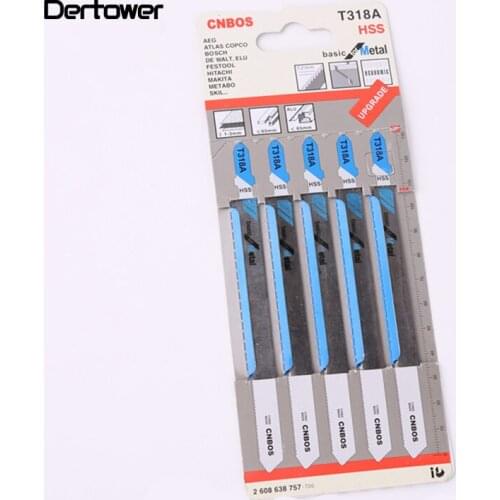 5pcs T318A HCS Curved Extra Long Jigsaw Blades for Metal Cutting 130mm Length