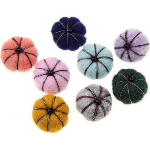 Free Shipping 10pcs Handmade Wool Felt Pumpkin Shape Ornament Accessories Girl hair jewelry DIY Decoration 3cm
