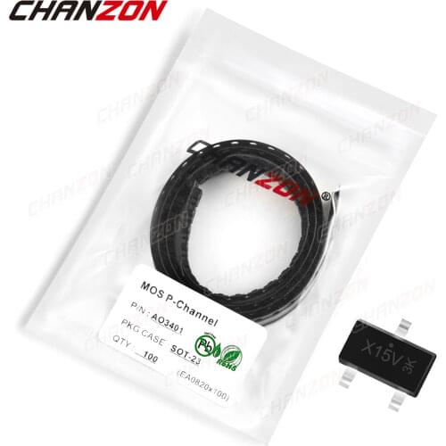 100pcs AO3401 SOT-23 P-Channel SMD Mosfet Bipolar Junction Transistor BJT SIC Mos Fets Triode Tube SMT Integrated Circuits
