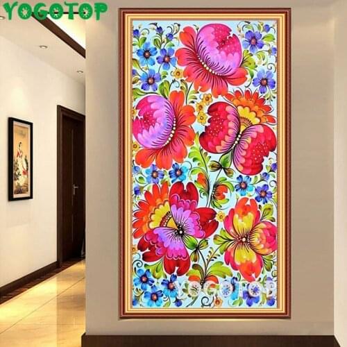 Large Colorful flowers 5D DIY Diamond Painting Full Square round Drill Mosaic Diamond Embroidery Cross Stitch Decor Red YY4477