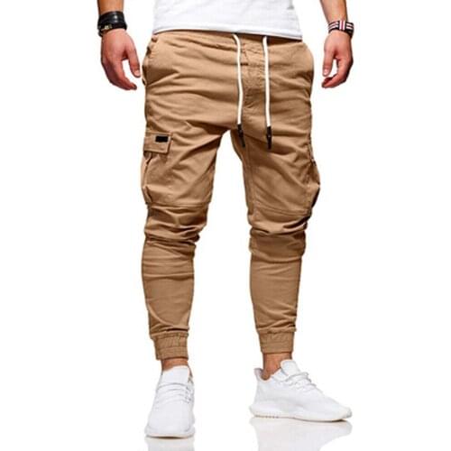 Mens Vogue Slim Fit Ankle-tied Pencil Pants Joggers Trousers Male Casaul Drawstring Side Pockets Harem Pants Solid Sportswear