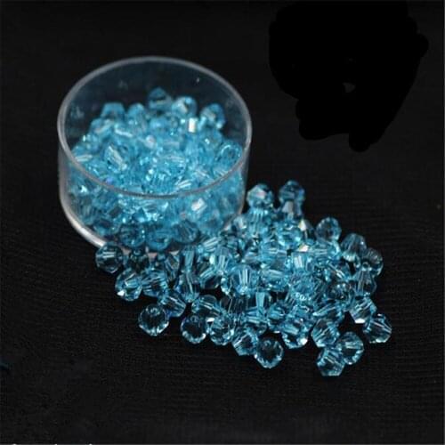 3MM-8MM Aqua Blue Color 16 Faceted AAA Quality Bicone Crystal Beads DIY Hand Craft Crystal Beads For Garment Art Decoration