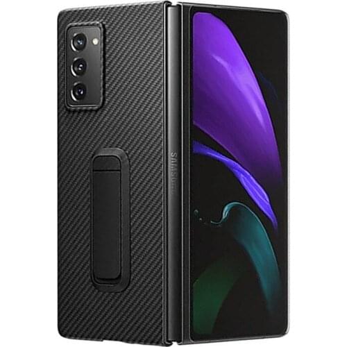 Luxury Carbon Fiber With Holder Back Case For Samsung Galaxy Z Fold2 Ultra Thin Shockproof Cover For galaxy Fold 2 5G Cases