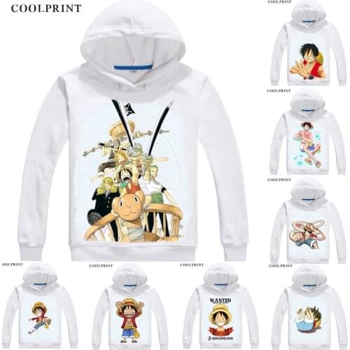 COOLPRINT ONE PIECE Hoodies Anime Hoodie Manga Wan Pisu Straw Hat Pirates Monkey D. Luffy Straw Hat Luffy Cosplay Sweatshirts