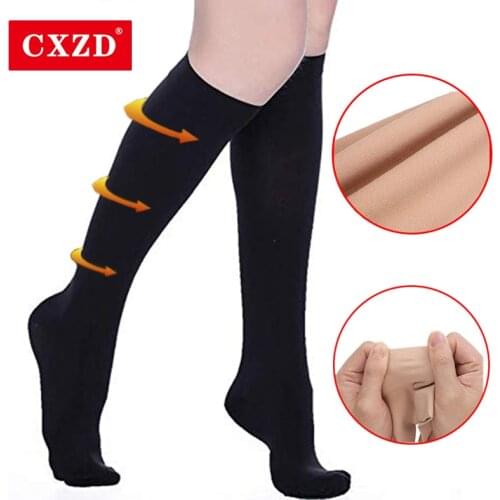 CXZD Women Varicose Vein Leg Relief Pain Knee Socks Leg Relief Pain Pain Knee High Support Thigh-High Solid Color