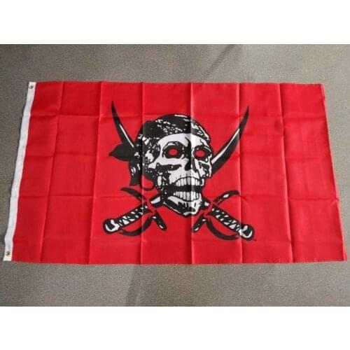 90*150cm Red Caribbean Jolly Roger Pirate Flag for decoration