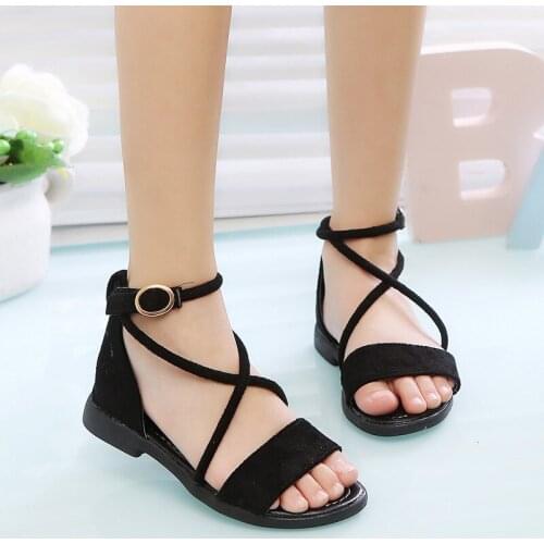 Children Fashion Princess Suede GirlS Princess Dress Beach Shoes Kids Summer Sports Sandals 2021 3 4 5 6 7 8 9 10 11 12 Years