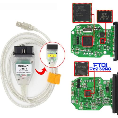 MINI VCI V15.00.028 TIS Techstream OBD2 Scanner Interface FOR TOYOTA FTDI FT232RQ MINI-VCI J2534 OBDII OBD2 Diagnostic Cable