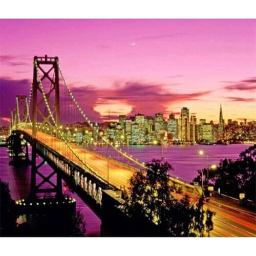 Diy 5D diamond painting cross stitch diamond embroidery full round diamonds mosaic pictures Mosaic Golden Gate Bridge