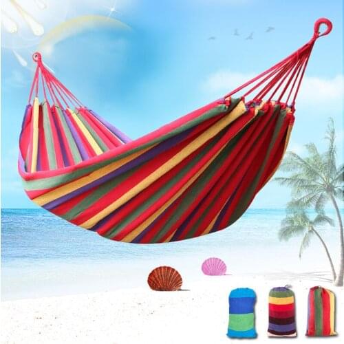 Double Single Thick Canvas Hammock Portable Outdoor Camping Hammock Home Travel Garden Swing Hanging Chair Sleeping Bed Hangmat