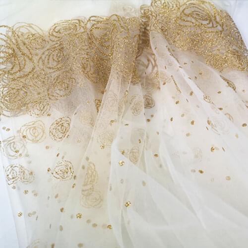 2Meters Bilateral Flower Lace Fabric For Evening/Wedding Dress Organza Lace Trim Diy Dance Clothing Sew On Accessories Fabric