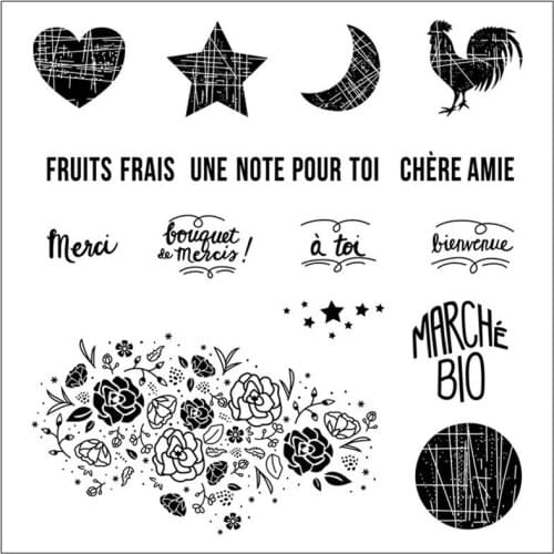 French Chicken Text Silicone Clear Rubber Stamp Sheet Cling Scrapbooking DIY Cute Pattern Photo Album Paper Decoration