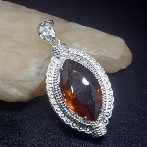 Gemstonefactory Jewelry Big Promotion 925 Silver Genuine Honey Topaz Lovely Women Ladies Mom Gifts Necklace Pendant 20213581